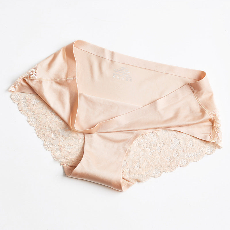 Luxury Ice Silk Lace Mid-Waist Briefs