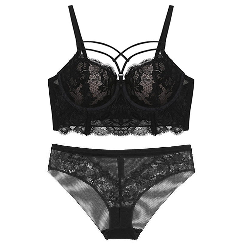 Chic Allure: Ultra-Thin Lace Bandage Lingerie Set