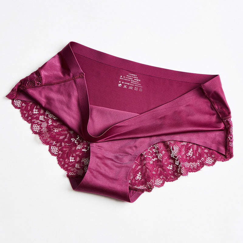 Luxury Ice Silk Lace Mid-Waist Briefs