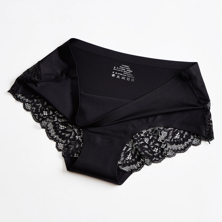 Luxury Ice Silk Lace Mid-Waist Briefs