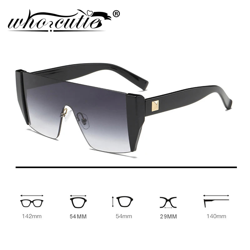 WHO CUTIE 2019 Futuristic One Piece Sunglasses Men Brand Designer