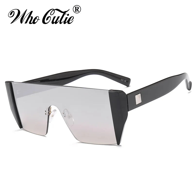 WHO CUTIE 2019 Futuristic One Piece Sunglasses Men Brand Designer