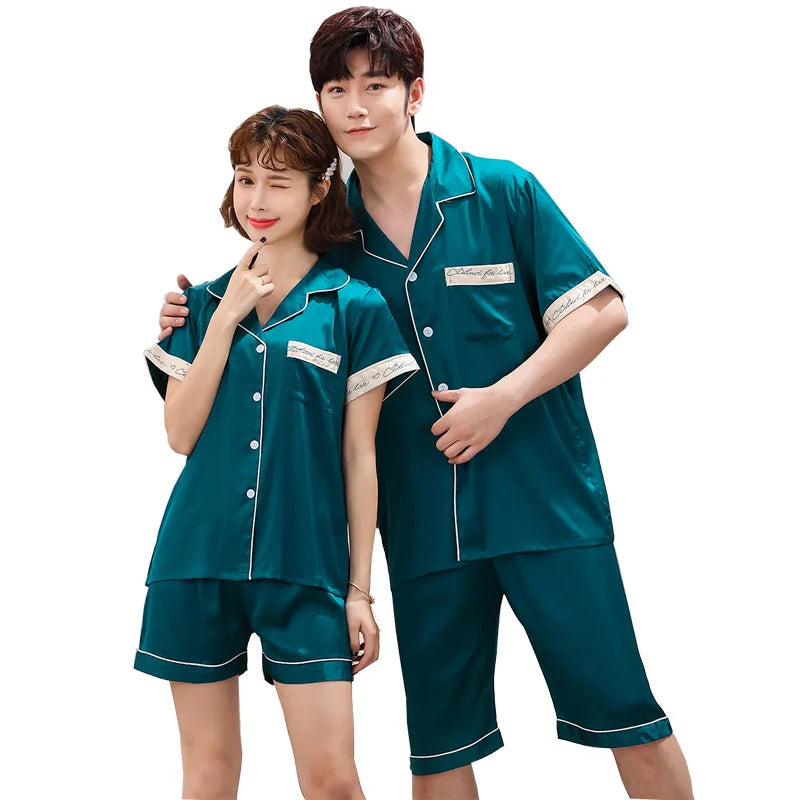 Luxury 2PCS Pajama Set Rayon Pajamas Sets Couple Sleepwear