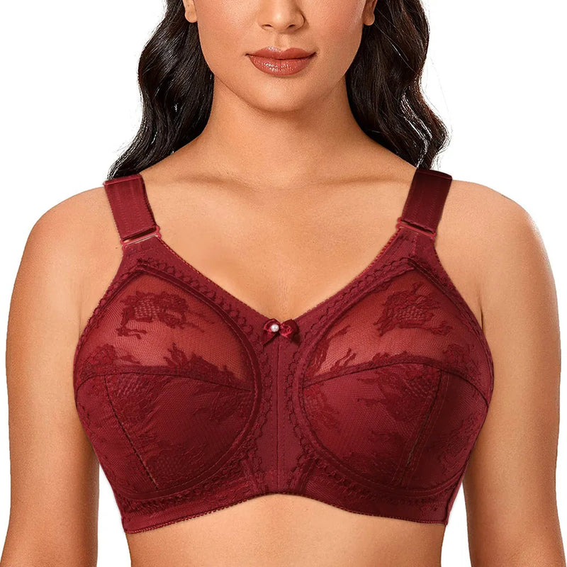 Sheer Full Coverage Ultra Thin Plus Size Wireless Minimizer Bra Women Unlined