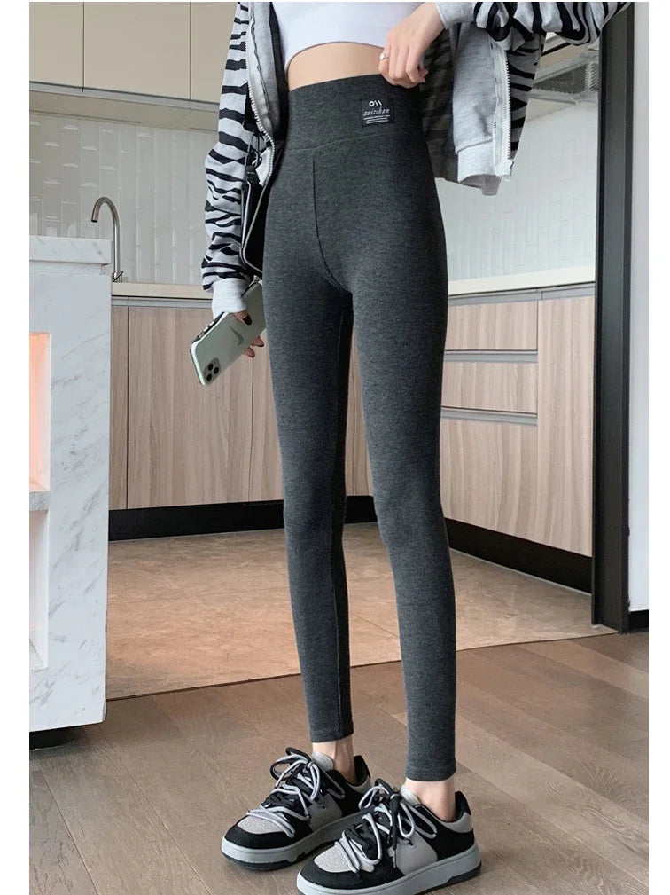 2024 Autumn Thin Ribbed Leggings for Women Basic Slim Pencil Pants