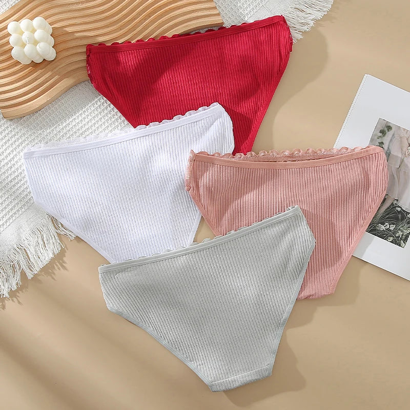 New Sexy Lace Women's Underpants Soft Cotton Panties Girls Solid Color