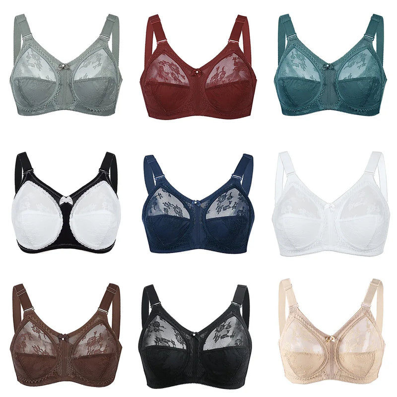 Sheer Full Coverage Ultra Thin Plus Size Wireless Minimizer Bra Women Unlined