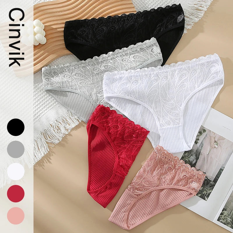 New Sexy Lace Women's Underpants Soft Cotton Panties Girls Solid Color