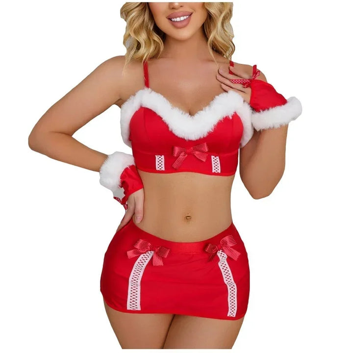 Santa's Charm Lingerie Set – Red Bra & Briefs Cosplay Costume