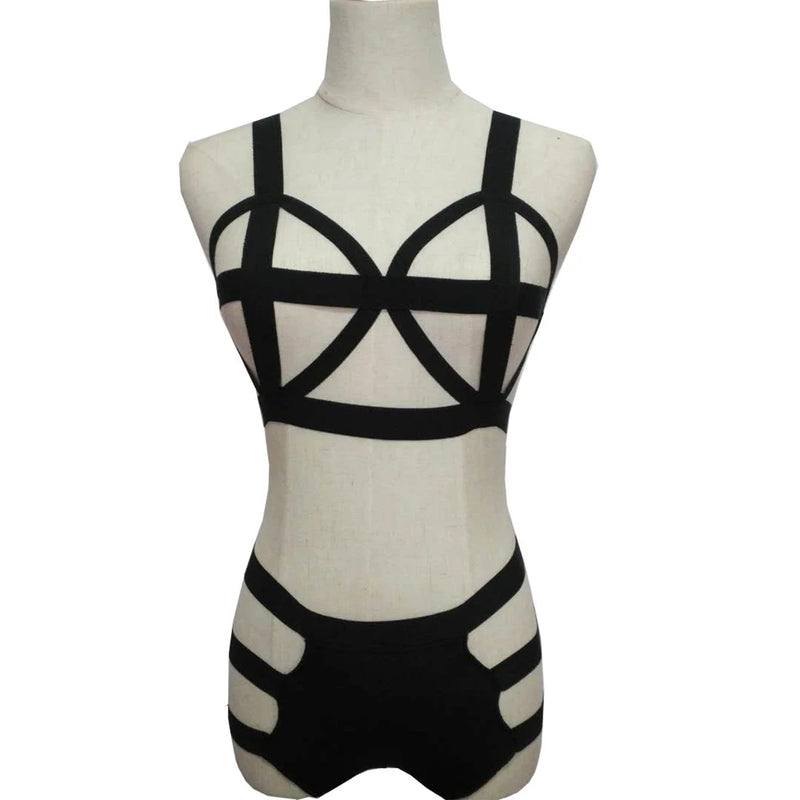 Sexy Hot Bandage Lingerie Set Women Erotic Babydoll Underwear Hollow