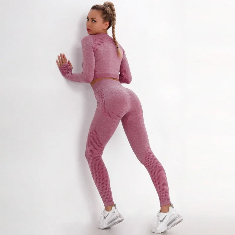 Yoga Clothes Europe and America Little Jacquard Seamless Sports Suit