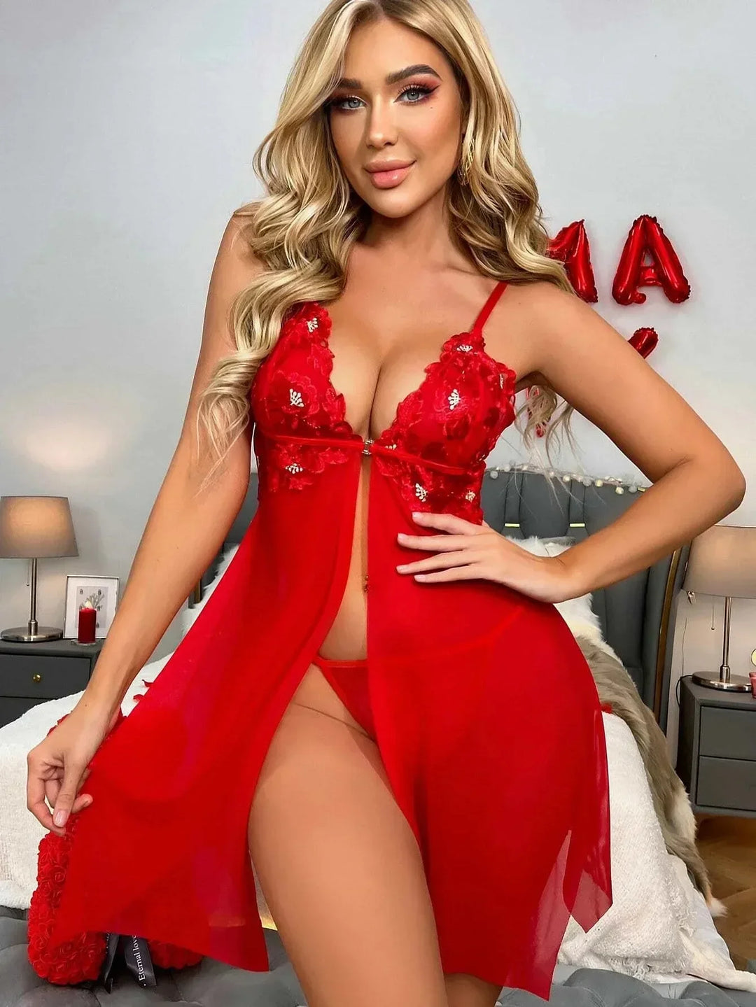 Scarlet Christmas Babydoll – Sexy Red Nightdress & Sleepwear