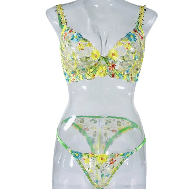 New Floral Embroidery Chest Gather Lingerie Women's Sexy Comfortable