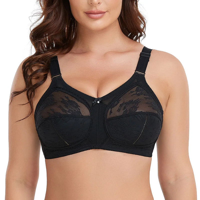 Sheer Full Coverage Ultra Thin Plus Size Wireless Minimizer Bra Women Unlined