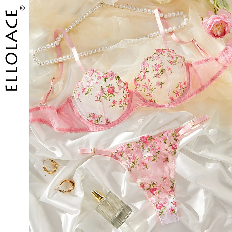 Ellolace Floral Fairy Lingerie Delicate Beautiful Underwear Transparent Bra