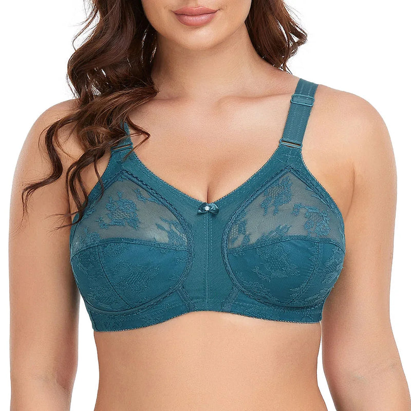 Sheer Full Coverage Ultra Thin Plus Size Wireless Minimizer Bra Women Unlined