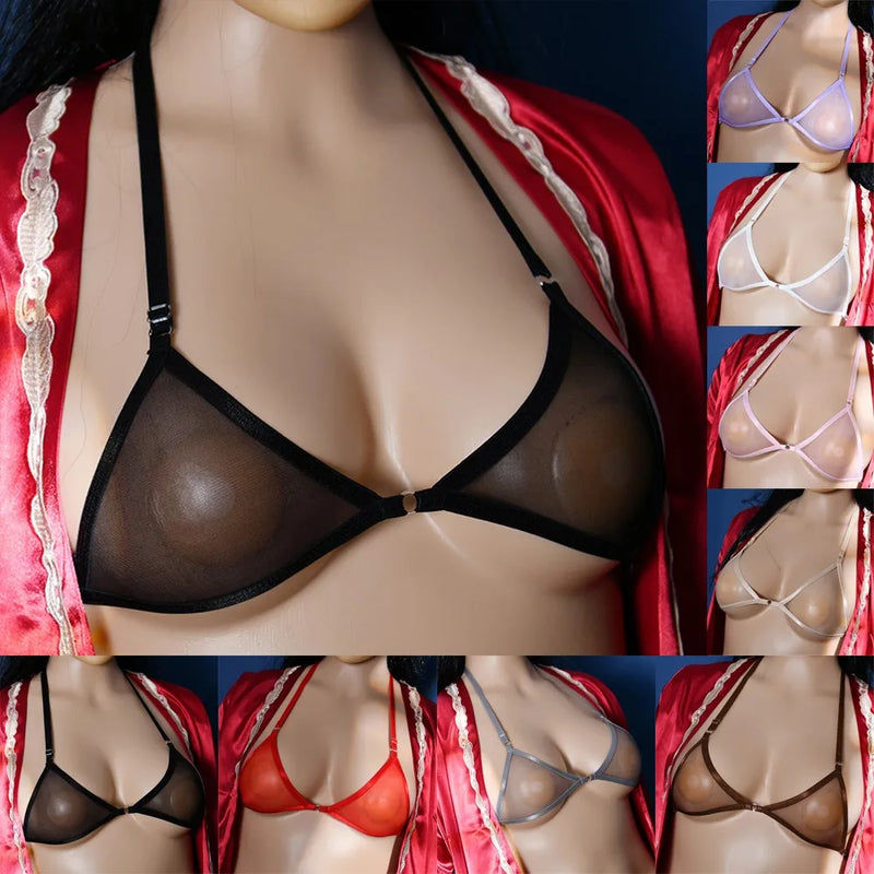 Women High Quality Fashion Mesh See-through Sheer Ultra-thin Bra Sexy