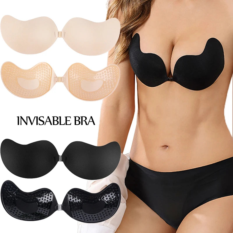 Invisible Push Up Bra for Women Backless Strapless Bra Seamless