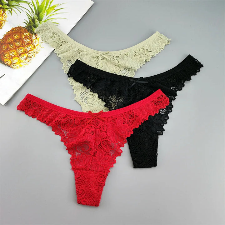 Luxe Lace T-Back Thong Set - 3PC Women's Lingerie