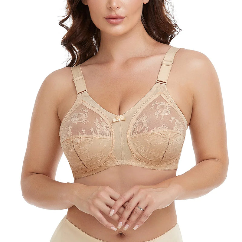 Sheer Full Coverage Ultra Thin Plus Size Wireless Minimizer Bra Women Unlined