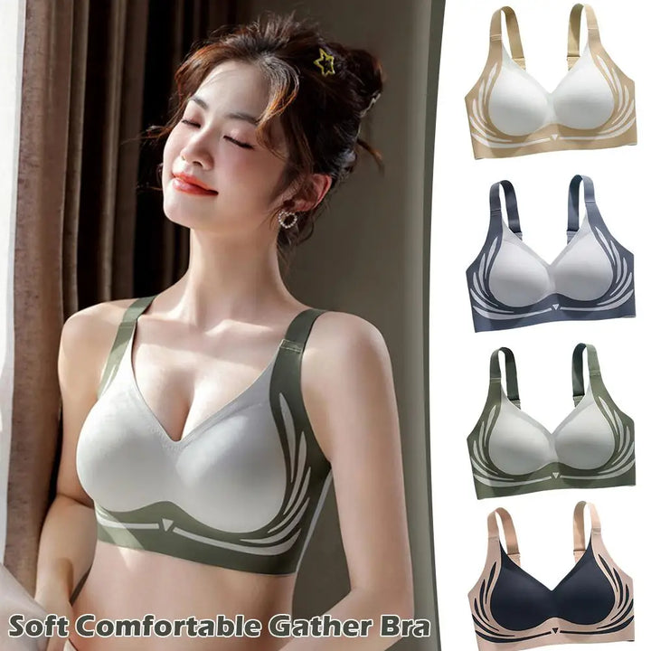 Super Gather Wireless Push-up Bra Women Gathered Up Soft Support