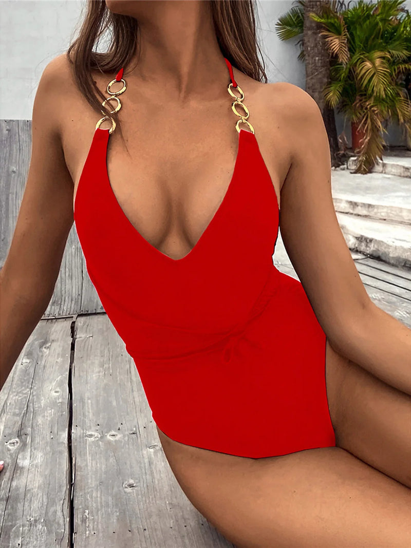 Sexy New 2024 Wrap Around Padded One Piece Swimsuit Women Swimwear